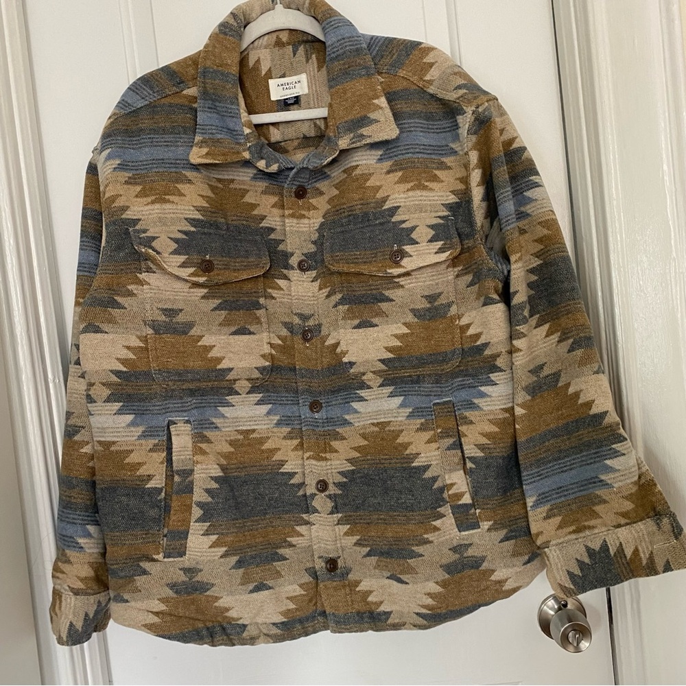 American Eagle Outfitters Southwestern Patterned Jacket - Brown and Blue